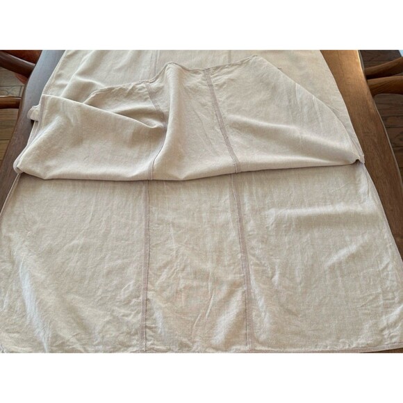 Silk Linen Embroidered Midi Dress Beige Floral Bee Detail 3X Boho Coastal Resort - Picture 8 of 10